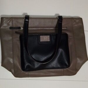 Tan and black naturalizer genuine  leather hand bag